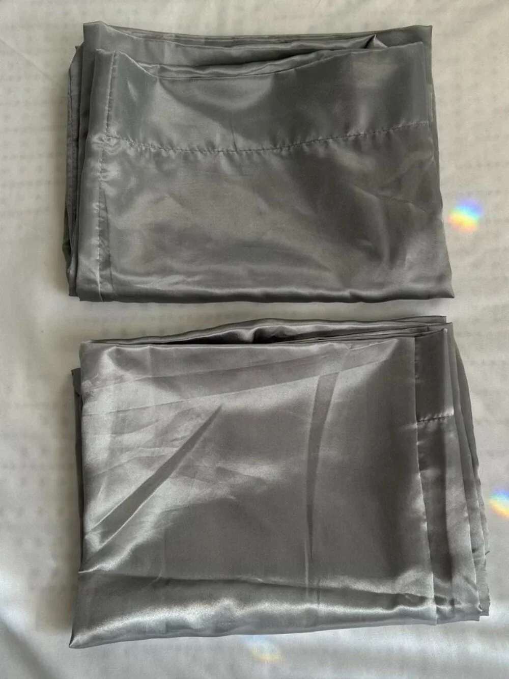 2 Grey Satin Pollowcases